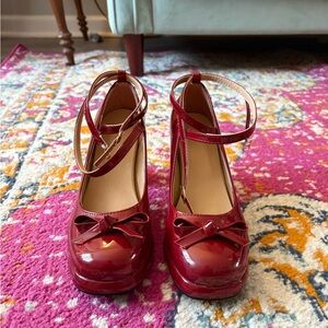 Chic Red Patent Leather Women's Heels